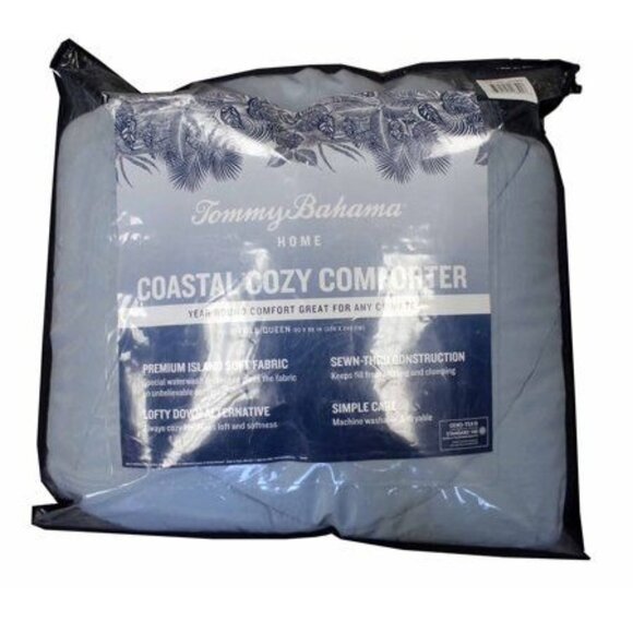 Tommy Bahama Coastal Cozy Blue Comforter Queen Soft Bedding Home Decor - Picture 1 of 4
